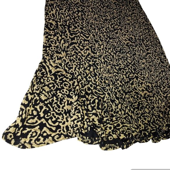 Mirasol Vintage Abstract Gold and Black Stretchy Women's Midi Skirt Size M - Picture 3 of 7